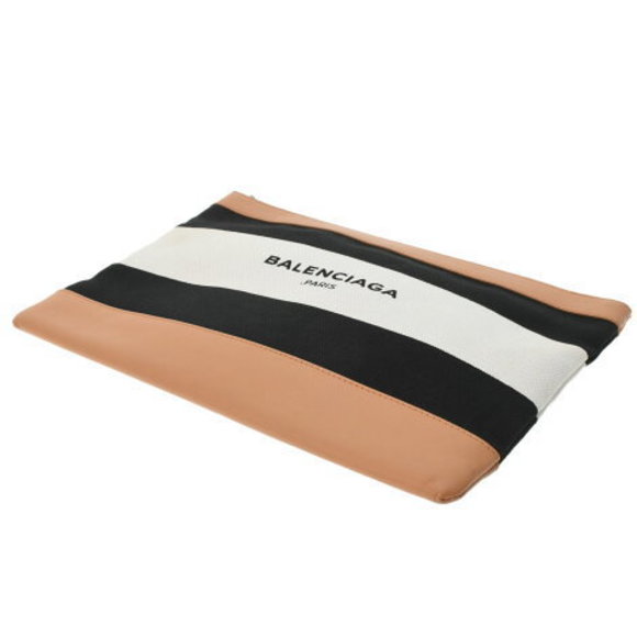 BALENCIAGA Navy Blue Clip White Clutch Bag - Picture 3 of 12